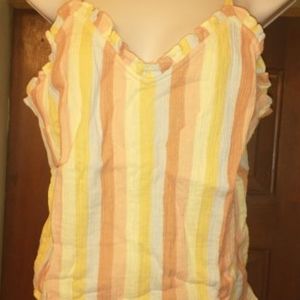 New Medium Genna Striped Ruffle V-Neck Camisole